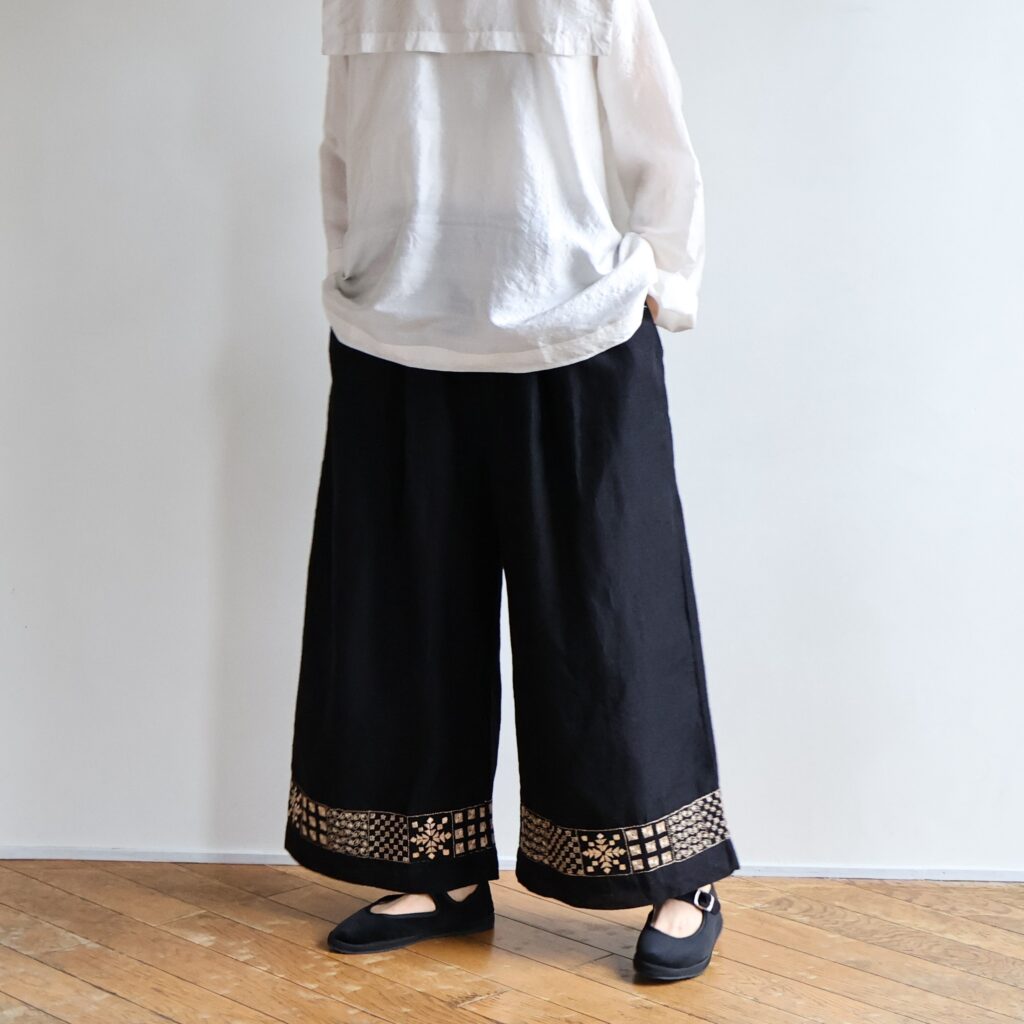 パンツ bunon embroidery flap pants M kasi-friendly